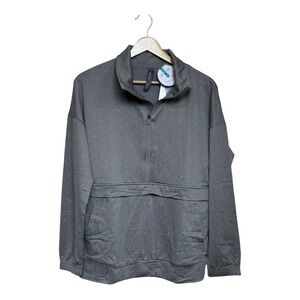 Mondetta Active Pullover  Spandex Quarter Zip Kangaroo Pocket Gray large